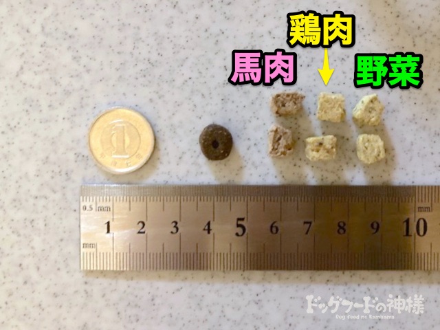 ドッグフード工房（馬肉）の粒の大きさ