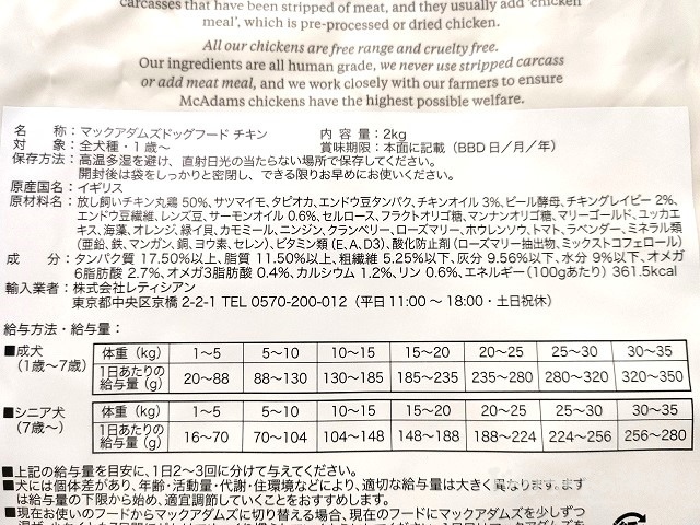 マックアダムズの全成分