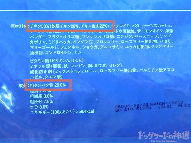 チキン50％の表記