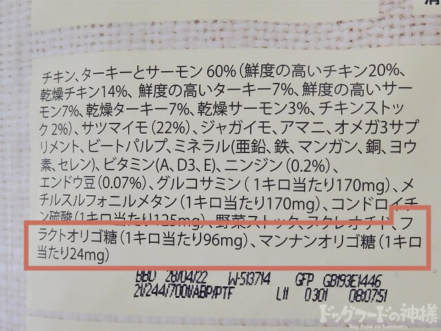 消化サポート成分の表記